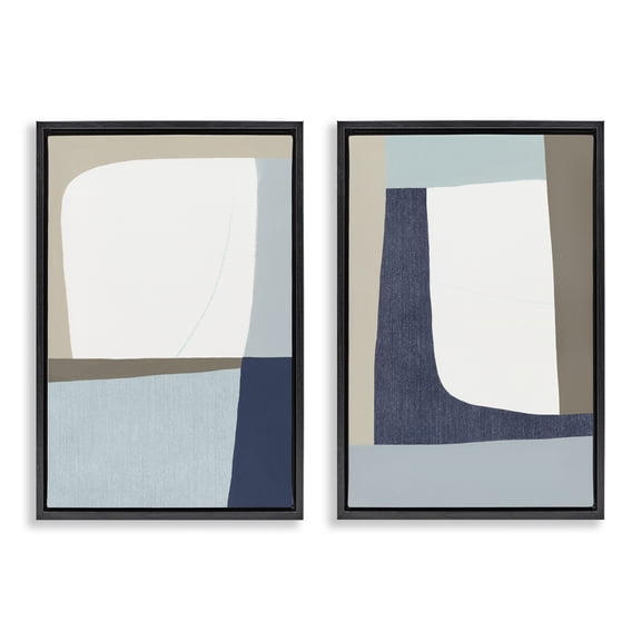 Stupell Industries Minimal Natural Flow 2 Piece Black Framed Floater Canvas Set design by Hannah Dawson, 25 x 17