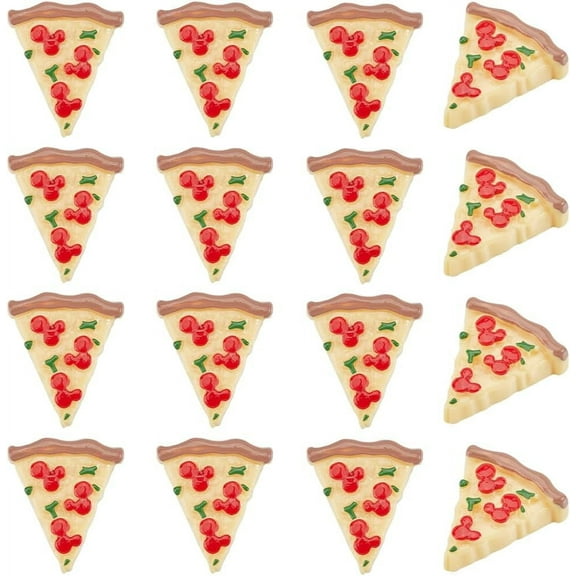 40Pcs Resin Decoden Cabochons Imitation Food Pizza Moccasin 25.5x22x7mm