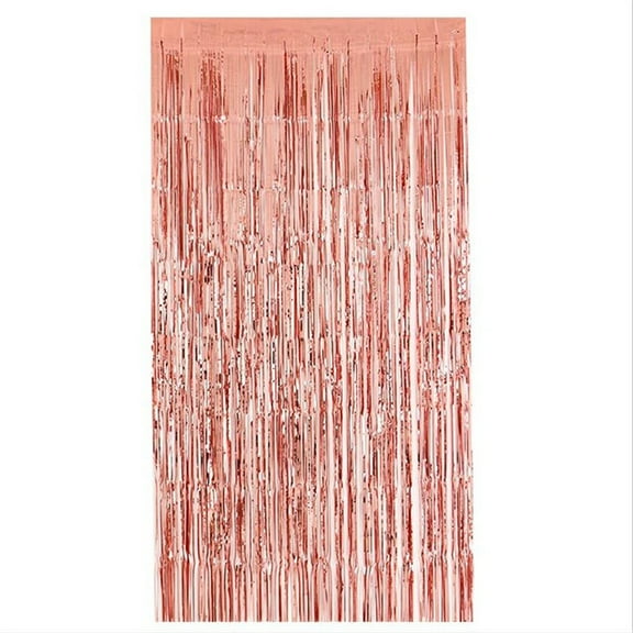 Haobase 2Pcs Party Backdrop Glitter Rose Gold Tinsel Fringe Foil Curtain Kids Adult Birthday Party Wedding Decoration2m