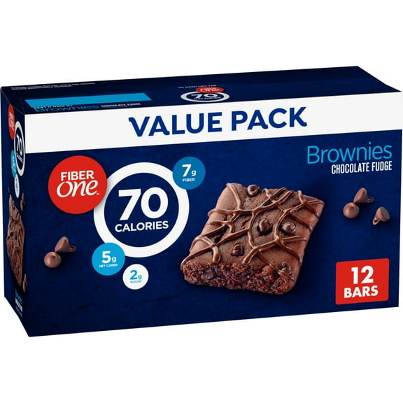 Fiber One 70 Calorie Brownies, Chocolate Fudge, Snack Bars, Value Pack, 12 Bars, 10.6 oz