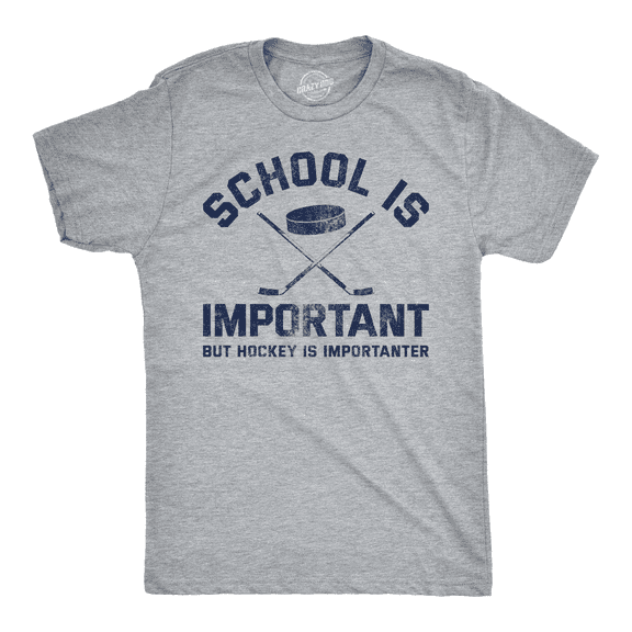 Mens School Is Important But Hockey Is Importanter T Shirt Funny Sports Tee Graphic Tees