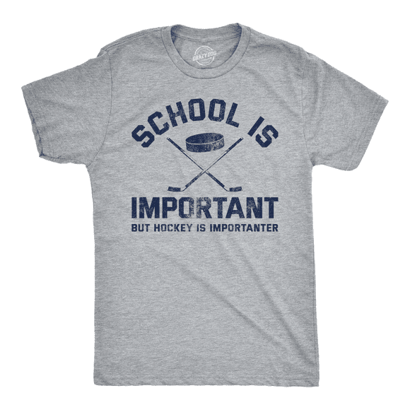 L'école des Hommes Est Importante, Mais le Hockey Est Important Tshirt Drôle de Sport (Gris Bruyère) - M
