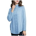 thumbnail image 2 of Lilgiuy Women's Sweater Long Sleeve Turtleneck Cable Knit Sweater Women's Pullover Sky Blue Dresses for 2022, 2 of 5