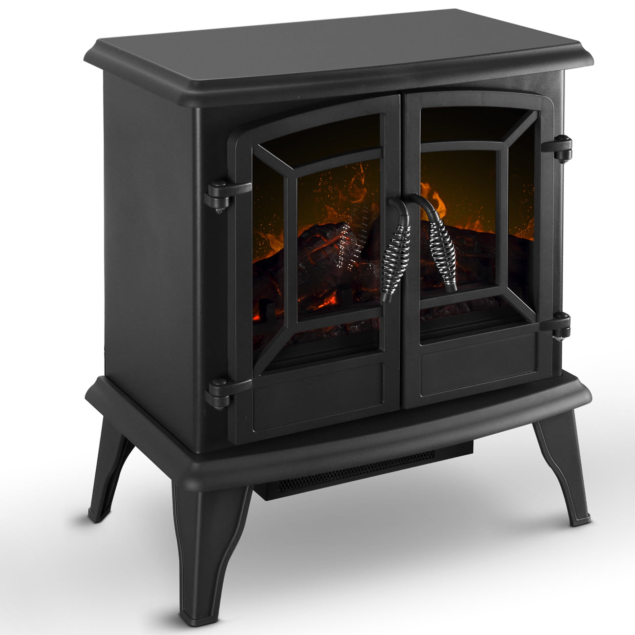 Della Electric Stove Heater Fireplace, Electric Fireplace Heater Realistic Flame And Logs With Glowing Embers