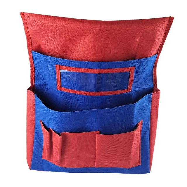 GUOOL Oxford Cloth Desk Chair Seat Back Organizer and Label Slot with Pockets Sundries Red Blue