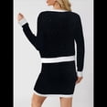 thumbnail image 4 of Conjunto de 2 Piezas de Cárdigan Estilo Preppy para Mujer, Falda, Top de Punto Informal de Larga con Botones y Falda Ajustada. Negro L, 4 of 6