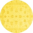 thumbnail image 1 of Ahgly Company Machine Washable Indoor Round Oriental Yellow Traditional Area Rugs, 5' Round, 1 of 4