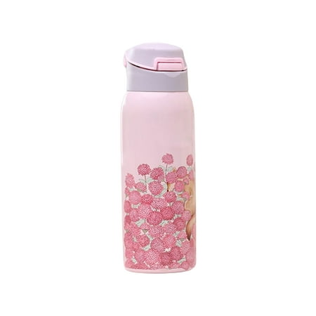 

Worallymy 350ML Vacuum Flask Portable Mini Bottle Stainless Steel PP Insulated Cup Water Bottles Press Insulation Cups for Travelling Pink