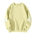 thumbnail image 5 of Dwralegc Women's Halloween Sweatshirt Cute Ghost Printed Sweatshirts Long Sleeve Crew Neck Fashion Shirt Oversized Halloween Spooky Season Pullover Yellow L, 5 of 5