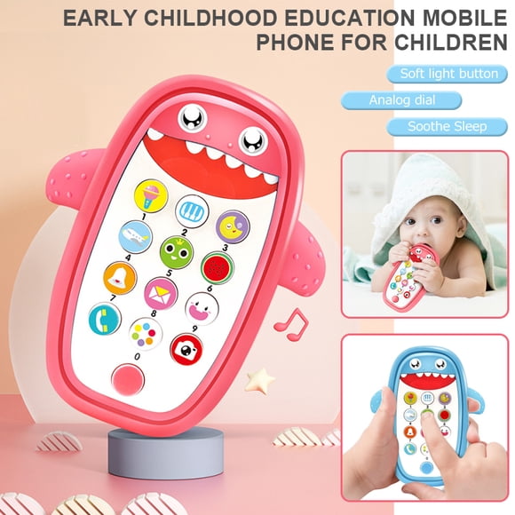 Amerteer Baby Toys Phone for 1 + Year Old , Baby Educational Cell Phone for Toddlers, Role Play Baby Phone with Silicone Teether Cover Music Lights for Early Learning Educational Gifts-Pink