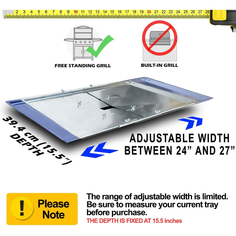 Set of Adjustable Grease Tray (24 to 27 inches) and Heat Plates