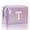 T, variant on Small Pouch for Feminine Products Travel Vanity Case with Lights Make up Cases Big Makeup Bag Scrunch Makeup Case Clear Top Large Capacity Embroidered Alphabet Makeup Bag Toiletry Bag Travel Storage