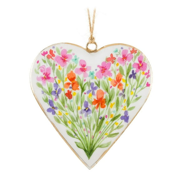 Set of 4 Field Flower Heart Ornament