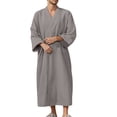thumbnail image 3 of Men’s Lightweight Seersucker Bathrobe Cotton Classic Casual Nightwear with Pockets, 3 of 9