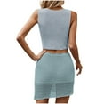 thumbnail image 4 of Njoeus Women's Summer 2 Piece Skirt Set, Womens Knit Crochet Sets Cami Crop Top and Short Skirt Bodycon Hollow Out Beach Cover Ups Outfits, 4 of 4