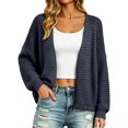 thumbnail image 3 of Womens Cardigan Sweaters Casual Shirts for Women Workout Tops for Women Baggy Shirts Knit Long Sleeve Shirts Plus Size Summer Outfits Cute Tops,Dark Blue,A, 3 of 6