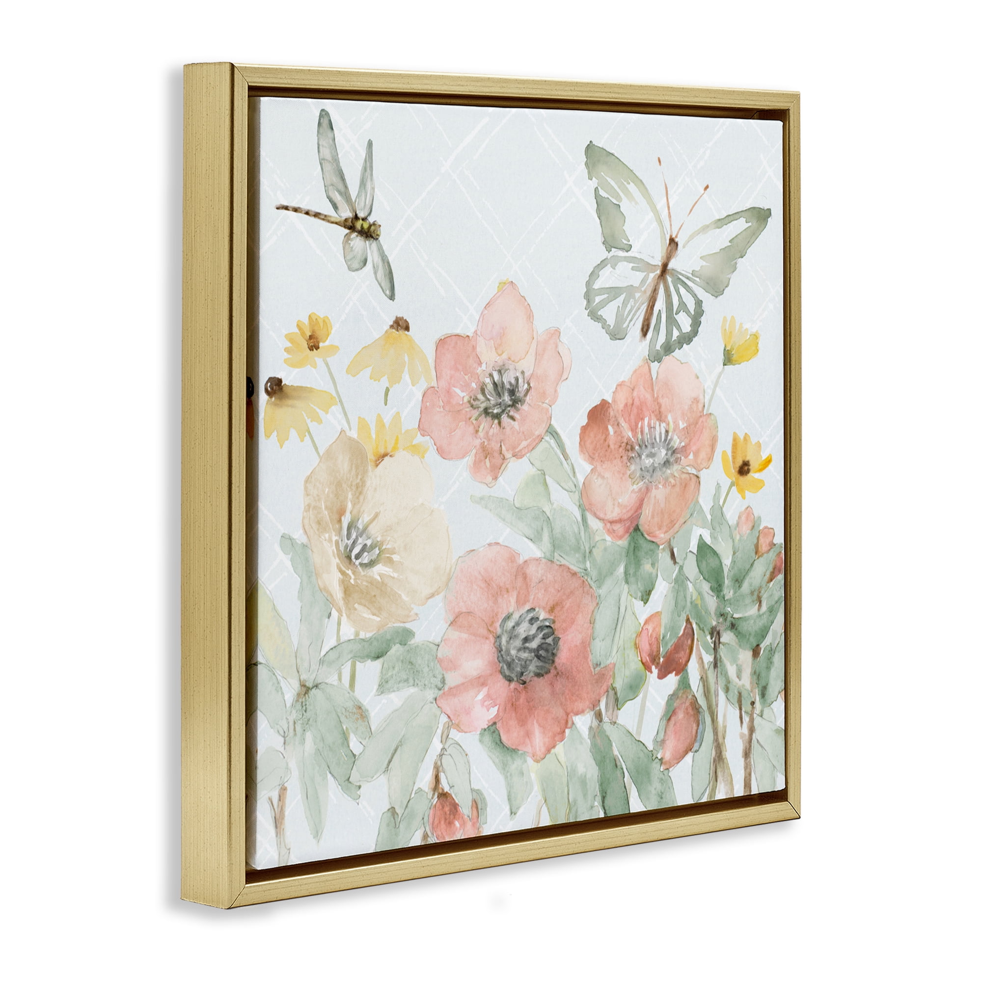 Stupell Industries Garden Joy Butterflies Gold Framed Floater Canvas Wall Art, design by Lanie Loreth