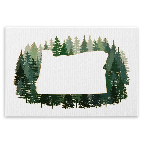 Stupell Industries Farmhouse Oregon State Outline Green Pine Tree Forest Wall Plaque Art, 15 x 10, by Ziwei Li