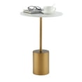 thumbnail image 2 of Danya B. Fritz Midcentury Modern Pedestal Side Accent Table with Gold Metal Base and Genuine White Marble Stone Tabletop, 2 of 11