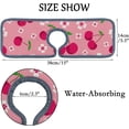 thumbnail image 4 of SKYSONIC Faucet Absorbent Mat 3 Pcs Cherry And Cherry Blossom Kitchen Faucet Splash Catcher Washable Counter Drying Pads Behind Faucet for Kitchen Bathroom, 4 of 7