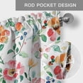 thumbnail image 6 of Pink Orange Floral Farmhouse Short Window Curtain Valances, Summer Botanical Flower Leaf Rod Pocket Kitchen Valances for Living Room Bedroom Bathroom Cafe 42" x 18", 6 of 8