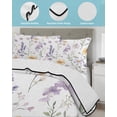 thumbnail image 4 of Purple Yellow Flowers Twin Size Down Alternative Comforter, Lightweight Comforter Quilt Bedding Set with Pillow Shams Spring Pastoral Botanical Floral All Seasons Bed Comforter Duvet Insert 68"x86", 4 of 7