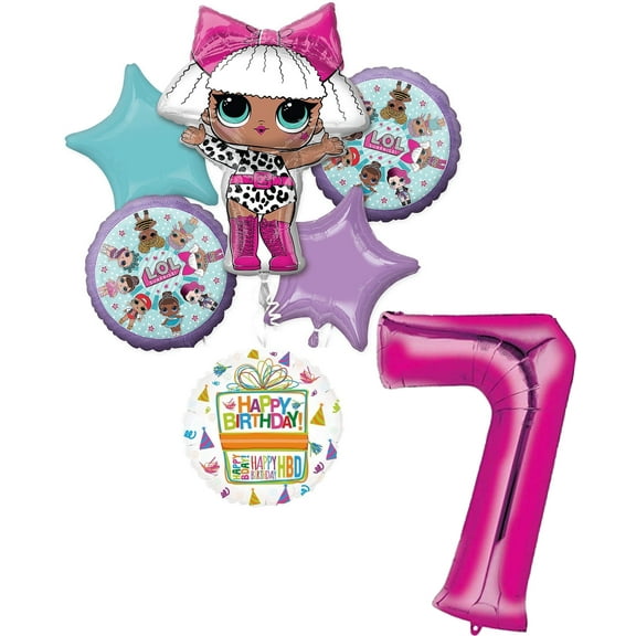 LOL Party Supplies 7th Birthday Balloon Bouquet Decorations