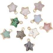 1 Box Star Gemstone Charms Natural Energy Crystal Mixed Stone Gold Plated Pendants Colorful Chakra Gems Beads Rose Quartz Agate for Jewelry Making Crafts Supplies