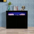thumbnail image 1 of Sideboard Storage Cabinet Black High Gloss with LED Light, Modern Kitchen Unit Cupboard Buffet Wooden Storage Display Cabinet TV Stand with 2 Doors for Hallway Dining Room, 1 of 8