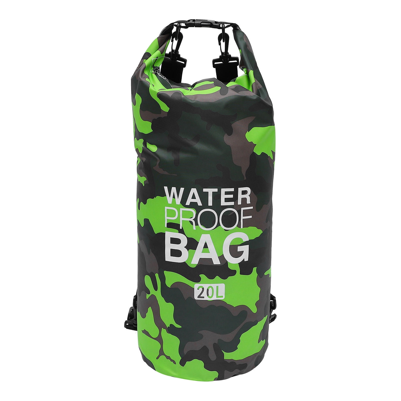 FOLOYORI 1Pc Outdoor Waterproof Bag Green PVC Bucket Style Portable Storage Pouch for Camping Beach and Hiking