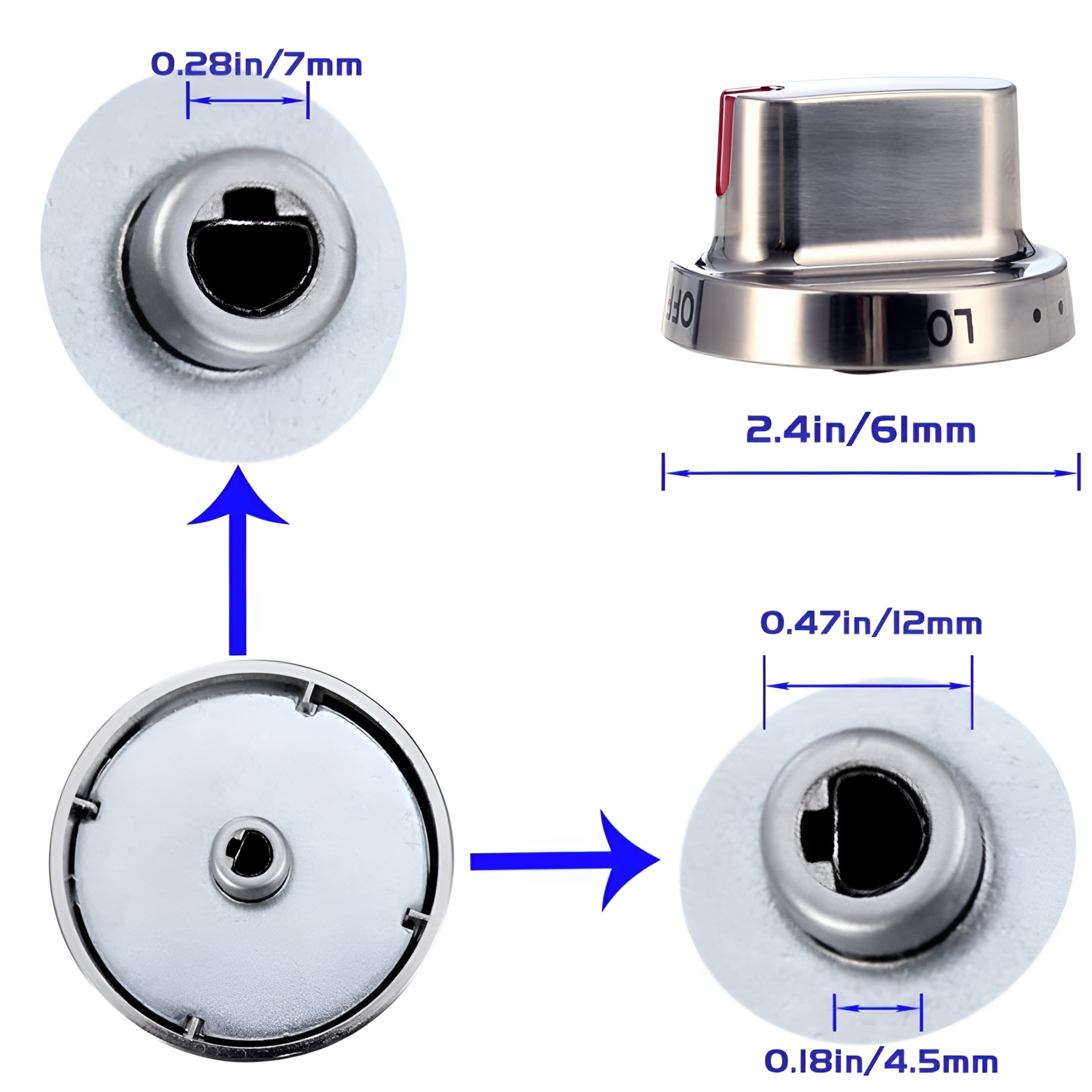 HIBIBUD 2026 New 5 Pcs Gas Stove Burner Control Knob for Dial Range Oven Stove Knobs for Kitchen,Home,Apartment,Restaurant
