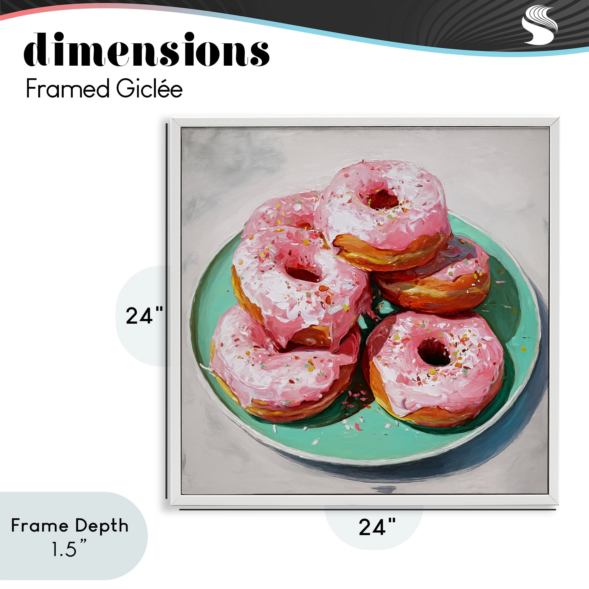Stupell Industries Pink Frosted Donuts White Framed Giclee Art, design by Tina LeCour
