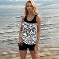 thumbnail image 5 of Women's Two Piece Tankini Swimsuit Floral Printed Beach Bathing Suit Modest Tank Swim Top Boyleg Swimwear (S, Gray #A), 5 of 7