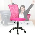 thumbnail image 3 of Armless Office Chair Mesh Desk Chair Adjustable Mesh Computer Chair No Arms Task Rolling Chair with Quiet 360° Swivel Wheels for Adults, Pink, 3 of 7