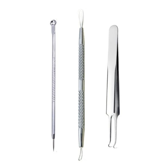 3Pcs Blackhead Remover Curved Tweezers Kit Comedone Acne Extractor Tool