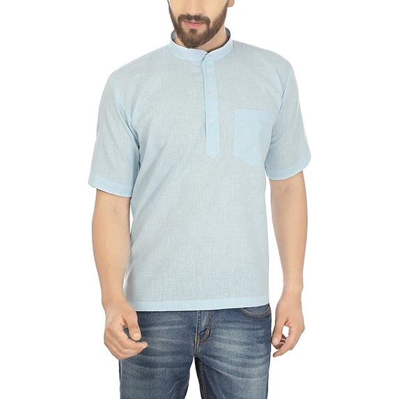 Royal Men's Cotton Blend Straigh Kurta Firozi
