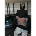 thumbnail image 4 of Women'S Pullover Sweatshirts Casual Long Sleeve Crystal Mesh Back Hoodie with Pocket Black S, 4 of 8