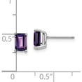 thumbnail image 4 of 14k White Gold 6x4.2mm Emerald Cut Amethyst Earrings - 7mm, 4 of 6