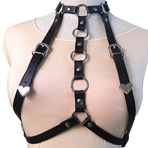Womens Waist Belts PU Leather Adjustable Body Chest Harness Belt with Buckles Rings Punk Costumes SS11