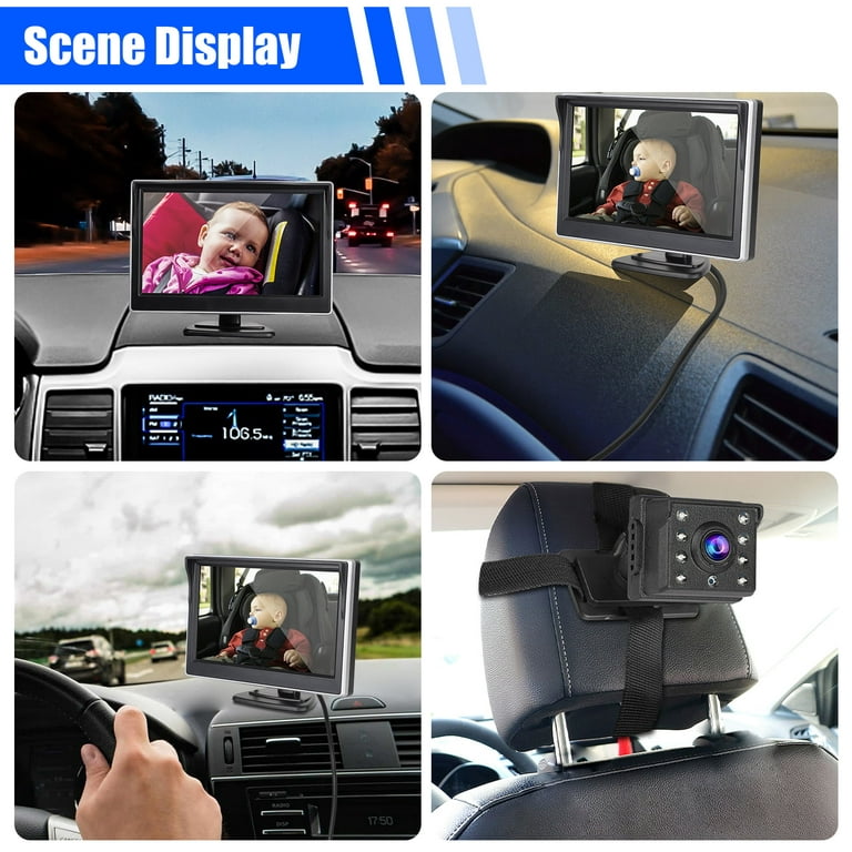 Car Back Seat Camera, EEEkit 12V Baby Car Mirror with 5-inch HD Screen,  Night Vision, 150° Wide Angle Clear View, Rear Facing Safety Car Seat  Mirror