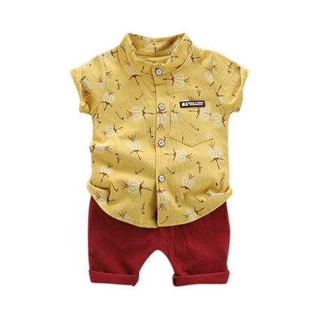 

Toddler Kids Baby Boys Casual Print Short Sleeve Tops +Shorts Outfits Set For 6-12 Months