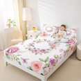 thumbnail image 4 of Manfei Retro Rustic Flower Bed Sheets,Countryside Floral Butterfly King Sheets,Pink White Sheet Set For Girls,Super Cozy Room Decor,4-Piece, 4 of 7