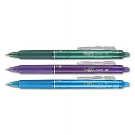 Frixion Clicker Erasable Gel Ink Retractable Pen, Assorted Ink, .7mm, 3/pack