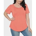 thumbnail image 5 of Scoop Neck Women Pleated Short Sleeve T Shirt Dressy Casual Summer Blouse Top, 5 of 5