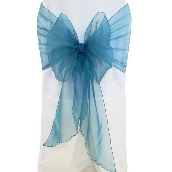 Wedding Linens Inc. (10pcs) 12" x 116" Organza Sheer Chair Sashes Chair Sash Bow ties with Angle end style for Wedding Party Catering Banquet Decoration Events - Peacock