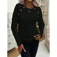 thumbnail image 6 of Women'S Winter Sweaters Trendy Knit Button Detail Raglan Sleeve Sweater Fashion Sweater Black S, 6 of 10