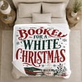 thumbnail image 5 of Booked For A White Christmas Books Cocoa And Glasses Cozy Holiday Typography Flannel Blanket For Book Lovers, Soft Warm Home Decor For Bedroom Living Room Christmas Gift, 5 of 9