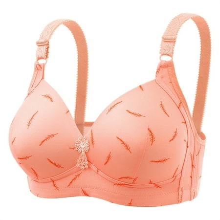 Clearance! yanlanliang Bras for Women  Adjustable Shoulder Straps Thin without Bra Breathable Back Underwear Gathered Bra Plus Size Lingerie Bralettes for Women Orange 44
