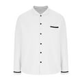 thumbnail image 4 of Afuyipoi Button-Up Long Sleeve Men Shirt,Collared Neck Cotton Solid - color Shirts for Office White 3XL, 4 of 6