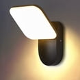 thumbnail image 1 of Aplique LED de pared para interior y exterior de 12 W, Huat Downlight, moderno aplique LED impermeable IP65, aplique de aluminio para salón, escalera, pasillo y jardín (negro/blanco cálido), 1 of 5